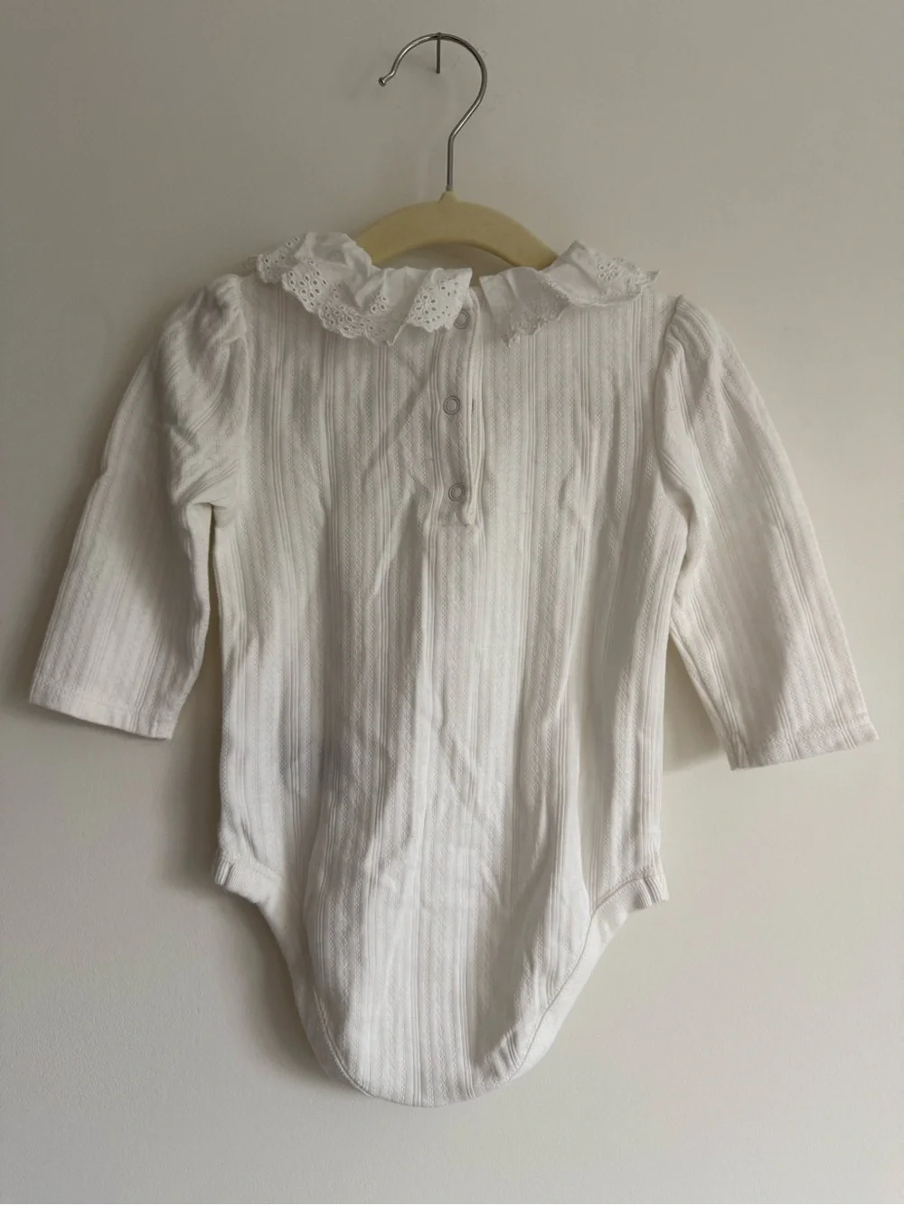 6-12m Janie and Jack White Eyelet Ruffle Collar Pointelle Cotton One-Piece